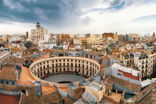 Luftbild Panoramablick auf die Altstadt von Valencia vom Turm Santa Caterina